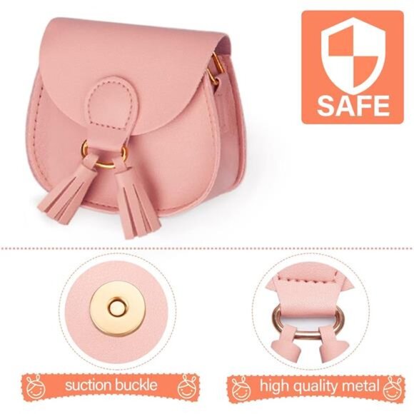 Little Girls Purse: Crossbody Bag with Tassel (Pink): Little Girls' Purse - Picture 4 of 8